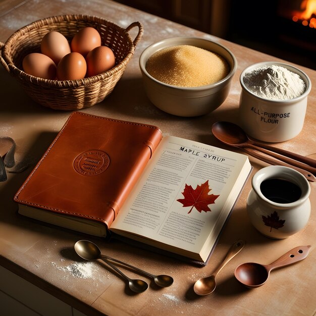 Książka kucharska i filiżanka kawy